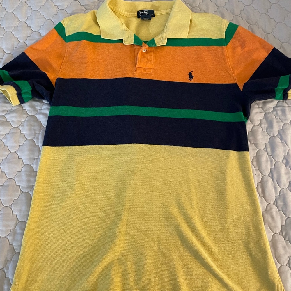 Youth vintage Ralph Lauren polo XL (18-20) orange yellow green navy